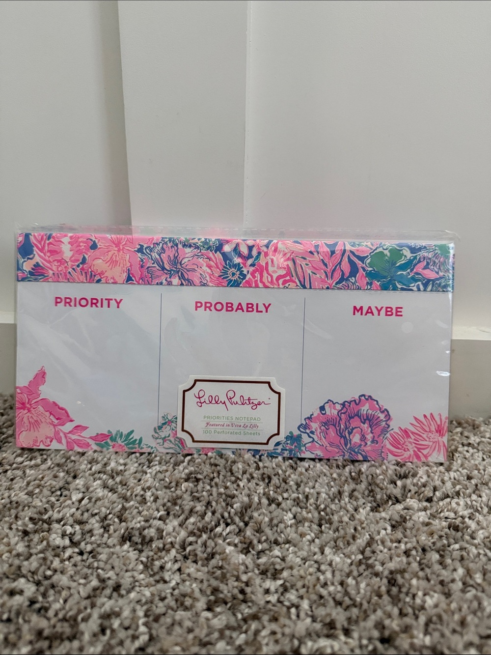 Lilly Pulitzer Priorities Pink & Blue Floral Desk Notepad